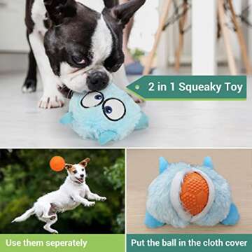 Enjoying Dog Interactive Toys 2-in-1 Dog Plush Squeaky Small Balls Pet Toys Halloween Xmas for Small...