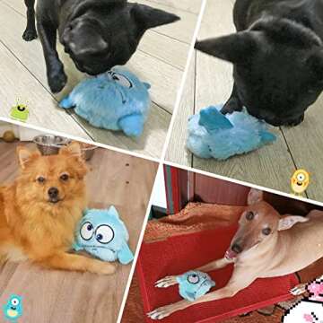Enjoying Dog Interactive Toys 2-in-1 Dog Plush Squeaky Small Balls Pet Toys Halloween Xmas for Small Medium Large Dogs, Blue Monster