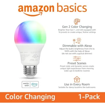 Echo Spot with Amazon Basics Smart Color Bulb