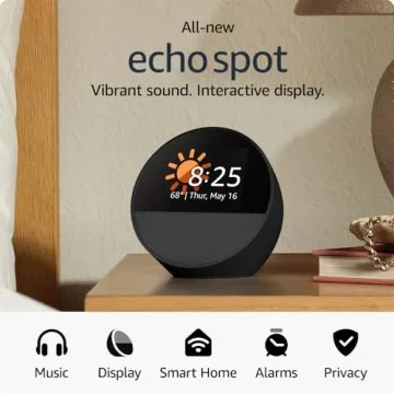 Echo Spot with Amazon Basics Smart Color Bulb