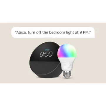Echo Spot with Amazon Basics Smart Color Bulb