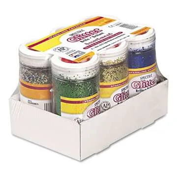 Spectra Arts & Crafts Glitter Assortment, 6 Assorted Colors, 4 oz., 6 Jars