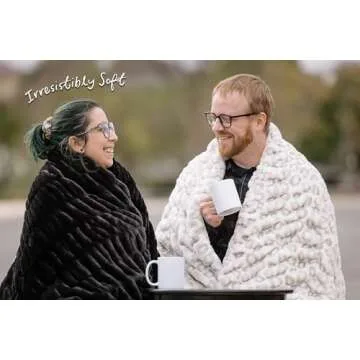 Chanasya Premium Ruched Faux Fur Throw Blanket - Luxurious