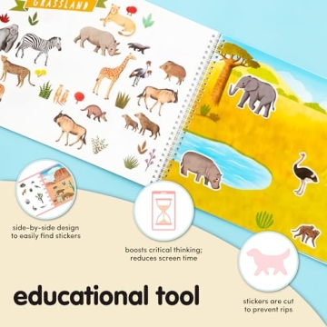 Cupkin Animal Sticker Book Activity for Kids, Toddler Airplane Travel Essentials, 500+ Habitat Stickers for Kids + 12 Scenes + 12 Coloring Book Pages, Animal Lover Gift, Childrens Crafts for Ages 2-8