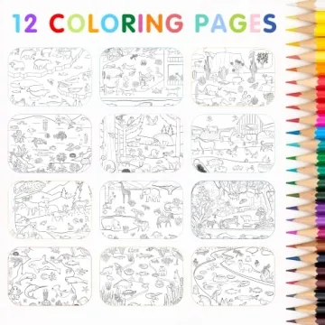 Cupkin Animal Sticker Book Activity for Kids, Toddler Airplane Travel Essentials, 500+ Habitat Stickers for Kids + 12 Scenes + 12 Coloring Book Pages, Animal Lover Gift, Childrens Crafts for Ages 2-8