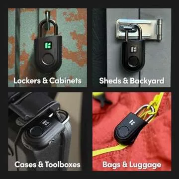 igloohome Padlock Lite Black (New!) Keyless Fingerprint Padlock with Mobile App (iOS, Android) – Water Resistant Padlock for Lockers, Homes, and Storage Spaces (Type-C Rechargeable)