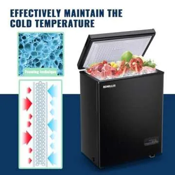DEMULLER Chest Freezer with 2 Removable Baskets 3.5 Cu.ft Compact Freezers with Electronic Thermostat (50 ℉ to -12 ℉), Stay-Open Lid, Manual Defrost, Kitchen Office Apartment, Black
