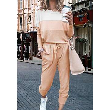 Fixmatti Color Block Women Sweatsuit Set for Casual Comfort