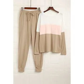 Fixmatti Color Block Women Sweatsuit Set for Casual Comfort