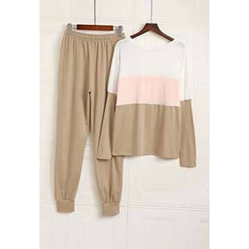 Fixmatti Color Block Women Sweatsuit Set for Casual Comfort