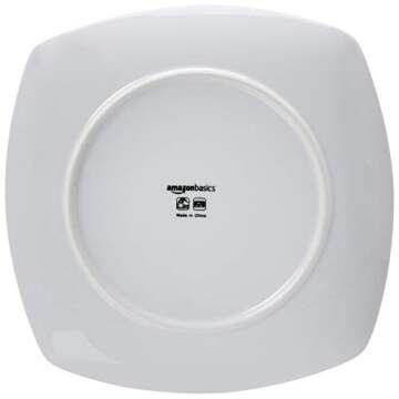 Amazon Basics - 18 Piece Kitchen Dinnerware Set - Square Plates, Bowls, Service for 6 - Modern Beams