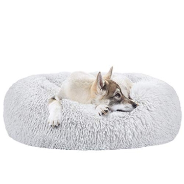 MIXJOY Calming Dog Bed for Small Medium Large Dogs, Faux Fur Donut Cat Puppy Bed, Self Warming Indoo...