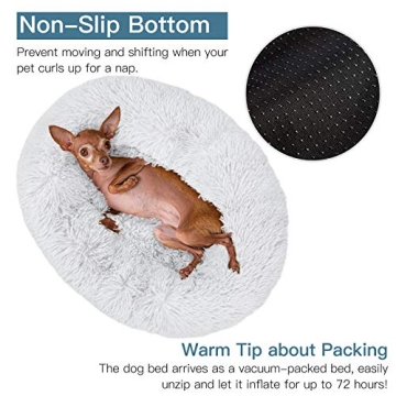 MIXJOY Calming Dog Bed for Pets, Washable Faux Fur Design