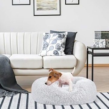 MIXJOY Calming Dog Bed for Pets, Washable Faux Fur Design