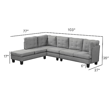 Casa Andrea Milano Modern 3 Piece Sectional Sofa Couch