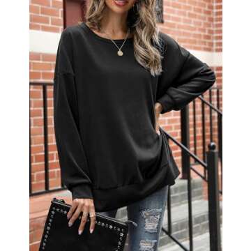 Florboom Womens Oversized Sweatshirts Crew Neck Long Sleeve Tunic Top Casual Fall Soft Pullover