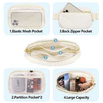 Frenou Fleece Fanny Pack Fashionable Waist Pack Adjustable