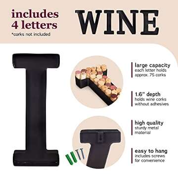 Metal Wine Cork Holder | Modern Wine Gifts, Best Housewarming Gifts, Bar Decor for Home | Home Decor (Wine)