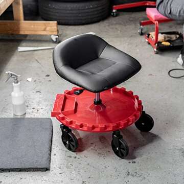 Traxion 2-230 Monster Rolling Padded Mechanic Stool Seat Garage Shop Roller Work Chair with Wheels a...