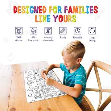 merka Kids Coloring Placemats with Markers for Fun