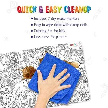 merka Kids Coloring Placemats with Markers for Fun