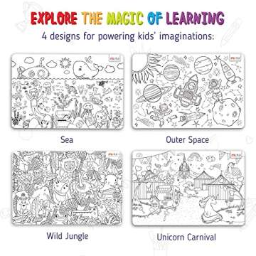 merka Kids Coloring Placemats with Markers for Fun