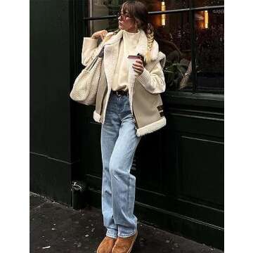 APAFES Womens Winter Fur Suede Vest with Sherpa Lining