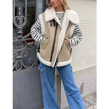 Stylish APAFES Women's Winter Fur Suede Vest