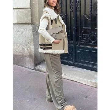 Stylish APAFES Women's Winter Fur Suede Vest