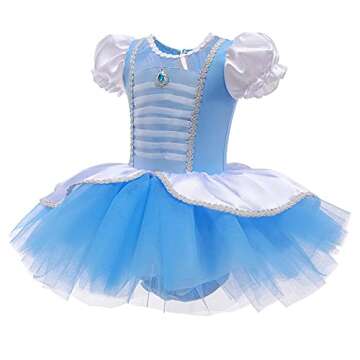 REXREII Toddler Girls Cinderella Princess Ballerina Tutu Dress Halloween Fancy Dress Up Costume 5-6T