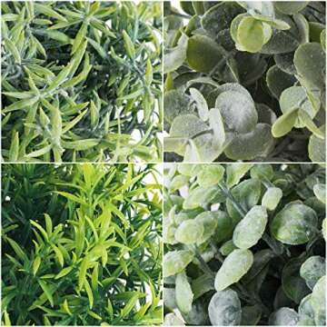 Jelofly Set of 4 Mini Potted Fake Plants Artificial Plant Faux Eucalyptus Boxwood Rosemary Greenery ...