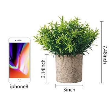 Jelofly Set of 4 Mini Potted Fake Plants Artificial Plant Faux Eucalyptus Boxwood Rosemary Greenery in Pots Face Plant Decor Small Houseplants for Home Decor Office Desk Bathroom Decoration