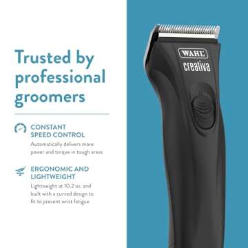 Wahl Professional Animal Creativa Cordless Dog, Cat, Pet, and Horse Clipper with 5-in-1 Adjustable Blade - Black