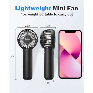 Coohea 2-Pack Pink & Black Handheld Fan, Small Cute Design, 3 Powerful Speeds, Operated by USB/Recha...