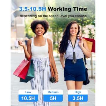 Coohea 2-Pack Pink & Black Handheld Fan, Small Cute Design, 3 Powerful Speeds, Operated by USB/Rechargeable Battery, Portable Personal Fan with Base & Lanyard, for Eyelash Makeup Travel Beach Desk