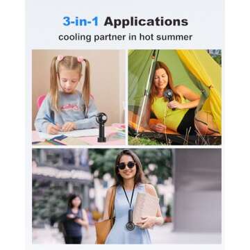 Coohea 2-Pack Pink & Black Handheld Fan, Small Cute Design, 3 Powerful Speeds, Operated by USB/Rechargeable Battery, Portable Personal Fan with Base & Lanyard, for Eyelash Makeup Travel Beach Desk