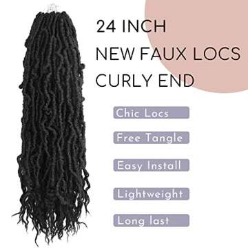 BOHOBABE Faux Locs Crochet Hair 24 Inch, Boho Soft Crochet Locs with Curly Ends, Long Bohemian Godde...