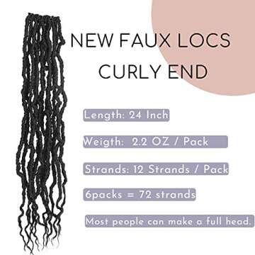 BOHOBABE Faux Locs Crochet Hair 24 Inch, Boho Soft Crochet Locs with Curly Ends, Long Bohemian Goddess Locs Crochet Braids for Black Women (6 Packs, 1B)