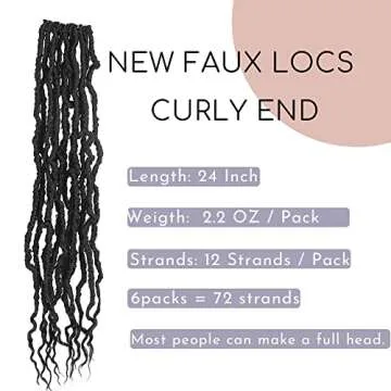 BOHOBABE Faux Locs Crochet Hair 24 Inch, Boho Soft Crochet Locs with Curly Ends, Long Bohemian Goddess Locs Crochet Braids for Black Women (6 Packs, 1B)