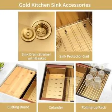 LQS Gold Undermount Kitchen Sink, Elegant 32 Inch Design