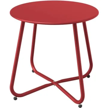 Grand patio Outdoor Side Table 18-inch Round End Table Accent Table for Bistro Balcony Apartment Red