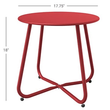 Grand patio Outdoor Side Table 18-inch Round End Table Accent Table for Bistro Balcony Apartment Red