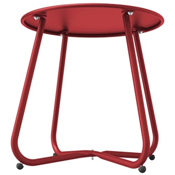 Grand patio Outdoor Side Table 18-inch Round End Table Accent Table for Bistro Balcony Apartment Red