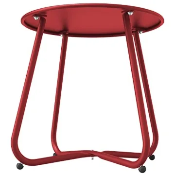 Grand patio Outdoor Side Table 18-inch Round End Table Accent Table for Bistro Balcony Apartment Red