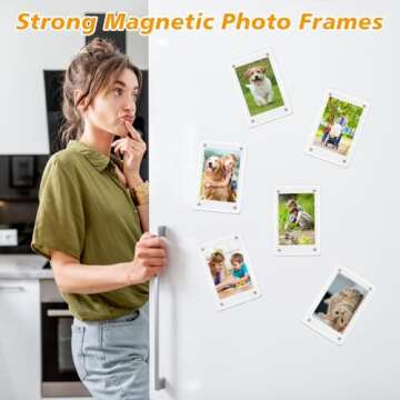 COYMOS 24 Packs Acrylic Magnetic Photo Frame for Refrigerator Double Sided Magnetic Polaroid Frames ...