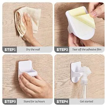 Taiyin Wall Mount Spray Bottle Hooks Holder Spray Bottle Hanger Adhesive Hook to Create Storage Space Rack Organizer Hanger for Cabinet Kitchen Variety Surfaces(8 Pcs)