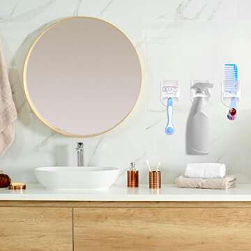 Taiyin Wall Mount Spray Bottle Hooks Holder Spray Bottle Hanger Adhesive Hook to Create Storage Space Rack Organizer Hanger for Cabinet Kitchen Variety Surfaces(8 Pcs)