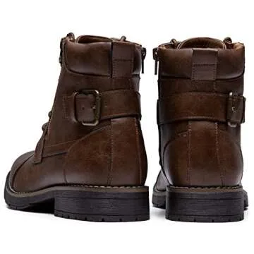 Vostey Men's Boots Casual Dress Boots for Men Brown Boots Mens Motorcycle Combat Ankle Boot (BMY678A dark brown 10)