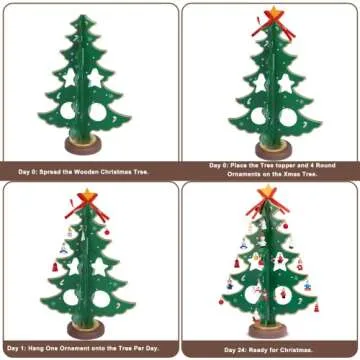 Advent Calendar 2024-24 Day Christmas Countdown DIY Wooden Christmas Tree with 26 Ornaments for Christmas Vacation, Gifts, and Decorations