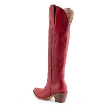 Gradinery Red Cowboy Boots For Women - Embroidered Fashion Classic Cowgirl Western Boots with Chunky...